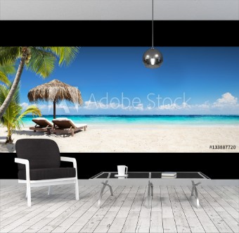 Picture of Chairs And Umbrella In Tropical Beach - Seascape Banner